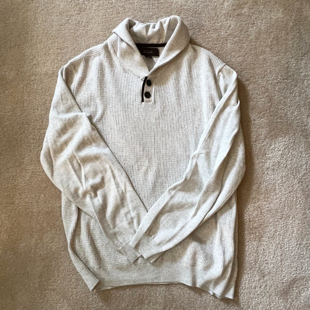 Men's Tasso Elba Sweater, Shawl Collar, Cotton, Size XL